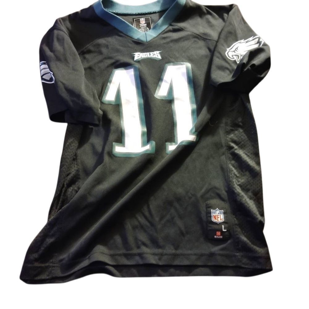 NFL Eagles Wentz 11 Kids Black and Teal Jersey (121)